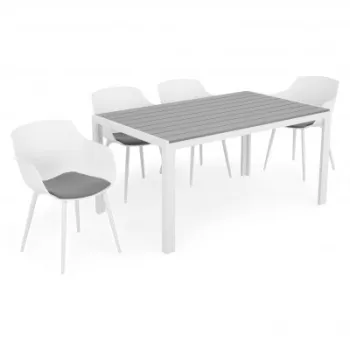 Set 4 scaune si masa ENCORE PACO  alb cu gri imagine