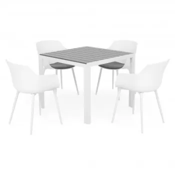 Set 4 scaune si masa ENCORE PACO  alb cu gri imagine