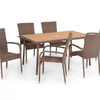 Set 6 scaune si masa AMAYA maro/natur imagine