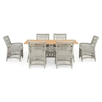 Set 6 scaune si masa dreptunghiulara MACKINAC gri cu natur gri imagine