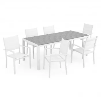 Set 6 scaune si masa ENCORE DRESDEN  alb cu gri imagine