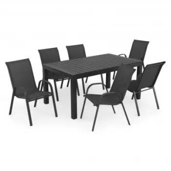Set 6 scaune si masa ext ENCORE BASIC  antracit cu negru imagine