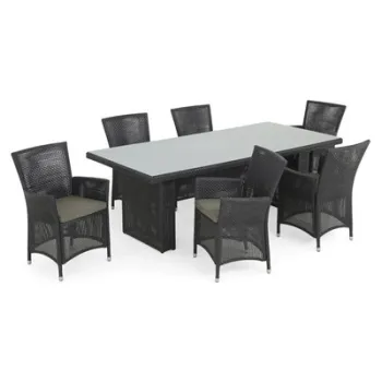 Set 6 scaune si masa SAVANA lungime 220 latime 100 inaltime 75 negru cu gri imagine