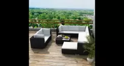 set canapea pentru gradina din poliratan, 32 piese, negru imagine