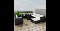 set canapea pentru servit masa din poliratan, 28 buc, negru imagine