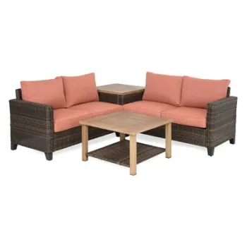 Set coltar 4 piese TILSON lungime 197 latime 197 inaltime 74 mix maro cu caramiziu  imagine