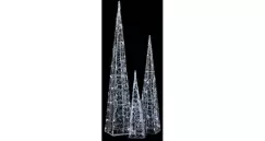 Set conuri decorative cu LED-uri, alb rece, 60/90/120 cm, acril imagine