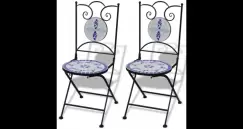 Set de 2 scaune din mozaic, culoare albastru si alb imagine