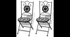 Set de 2 scaune din mozaic, culoare negru si alb imagine