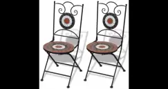 Set de 2 scaune din mozaic, culoare teracota si alb imagine