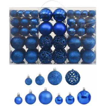Set de globuri de Craciun, 100 piese, albastru imagine