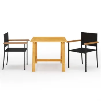 Set de masa pentru gradina, 3 piese, negru imagine