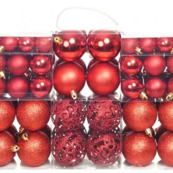 Set globuri de Craciun 100 de piese, 3/4/6 cm, rosu imagine
