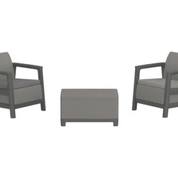 Set mobilier balcon Keter Scandi Linea, fotolii cu masa, gri montan grafit imagine