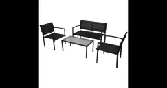 Set mobilier de gradina cu banca, 4 piese, negru imagine