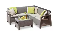 Set mobilier de gradina cu coltar - Corfu II Relax Capuccino Gri-nisipiu imagine