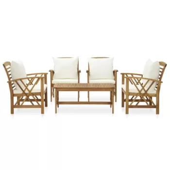 Set mobilier de gradina cu perne, 5 piese, lemn masiv de acacia imagine