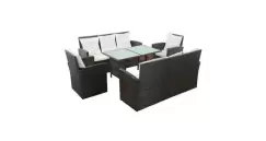 Set mobilier de gradina cu perne, maro, poliratan imagine