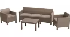 Set Mobilier de gradina Orlando cu canapea de 3 locuri - Maro cappuccino - nisip imagine