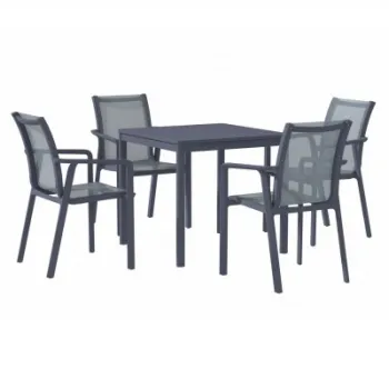 Set mobilier dining terasa si gradina, MARTA, masa 80x80 cm si 4 scaune, gri inchis, polipropilena imagine
