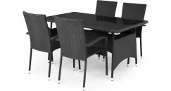Set mobilier exterior poliratan cu masa si 4 Scaune PRESLEY negru imagine