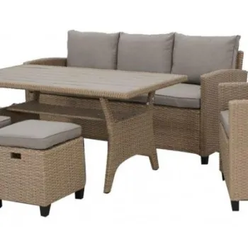 Set mobilier gradina Baxter, canapea 3 locuri, 2 fotolii, 2 taburete si masa imagine