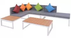 Set mobilier gradina cu canapea de colt, 19 piese, aluminiu wpc imagine