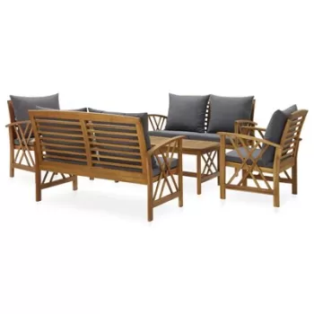 Set mobilier gradina cu perne, 5 piese, lemn masiv de acacia imagine