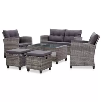 Set mobilier gradina cu perne, 6 piese, gri inchis, poliratan imagine