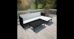 Set mobilier gradina din poliratan canapea cu 3 locuri Negru imagine