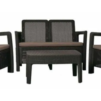 Set mobilier gradina Keter Tarifa 4 piese, canapea + 2 fotolii + masa, maro taupe imagine