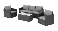 Set mobilier gradina poliratan cu 2 fotolii, canapea si masuta gri MARTI imagine