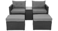 Set mobilier MARTI terasa/gradina, fotoliu brat stanga, fotoliu brat dreapta, 2 taburete si masuta imagine