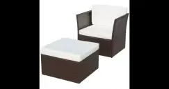 Set scaune de gradina din poliratan 5 piese, Maro imagine