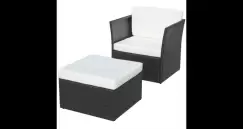 Set scaune de gradina din poliratan, 5 piese, Negru imagine