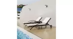 Set sezlonguri 3 piese, poliratan, negru imagine