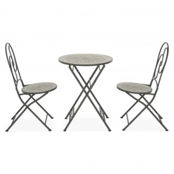 Set terasa NUEVO, 2 scaune si masa O58 cm, gri cu mix gri, mozaic ceramic imagine