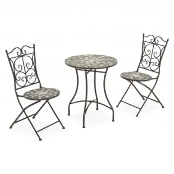 Set terasa SIENNA, 2 scaune si masa O60 cm, maro cu multicolor, mozaic ceramic imagine