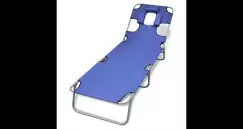 sezlong albastru pliabil pentru plaja, cu tetiera si spatar reglabil imagine