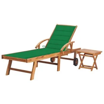 Sezlong cu perna si masa, lemn masiv de tec imagine