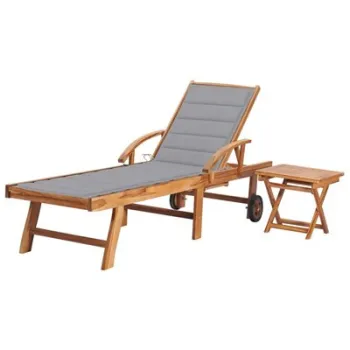 Sezlong cu perna si masa, lemn masiv de tec imagine