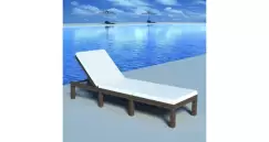 Sezlong cu saltea, reglabil, poliratan, maro imagine