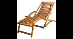 sezlong cu suport pentru picioare din lemn de acacia imagine