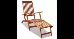 sezlong din lemn de acacia pentru exterior cu suport pentru picioare imagine