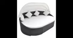 sezlong din poliratan cu parasolar Maro imagine