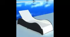 Sezlong din poliratan, Negru imagine