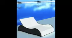 sezlong dublu din poliratan, negru imagine