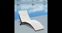 sezlong pliabil din poliratan cu saltea, maro imagine