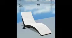 sezlong pliabil din poliratan cu saltea, negru imagine