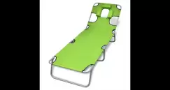 sezlong verde mar pliabil pentru plaja, cu tetiera si spatar reglabil imagine